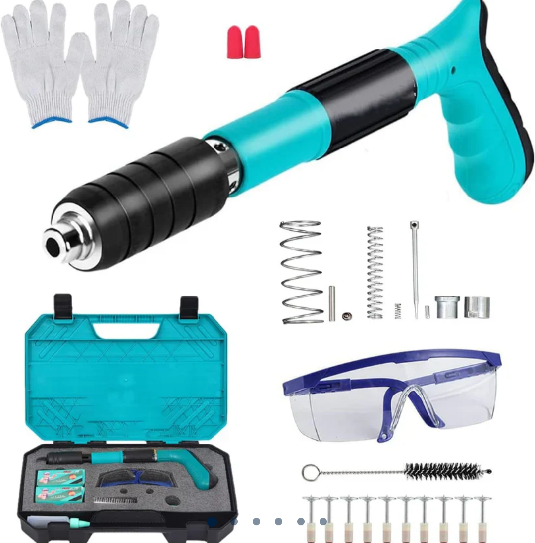 Pistola de impacto + accesorios y 100 clavos fulminantes