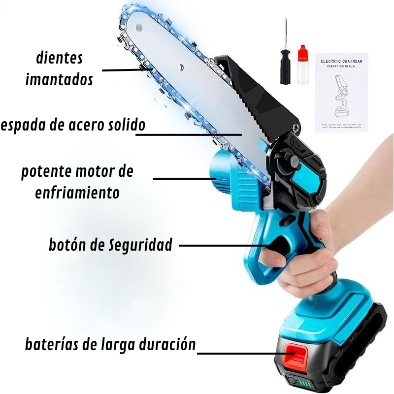 Mini Motosierra Inalámbrica ( 2 baterías) + Repuestos