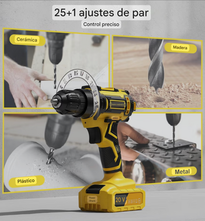 Taladro Ultra-max Multifuncional + Kit de trabajo profesional ( 2 baterías )