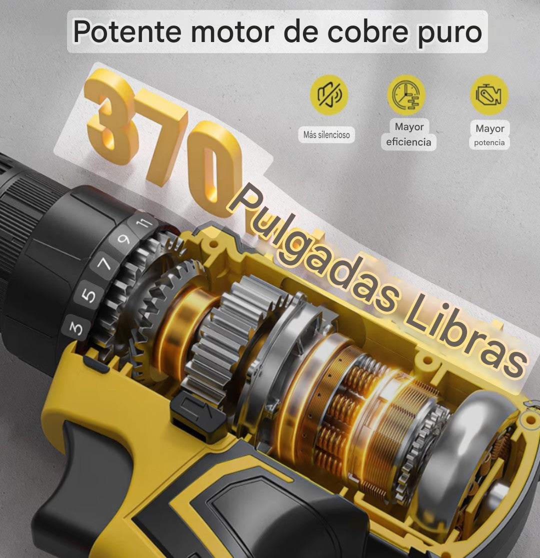 Taladro Ultra-max Multifuncional + Kit de trabajo profesional ( 2 baterías )